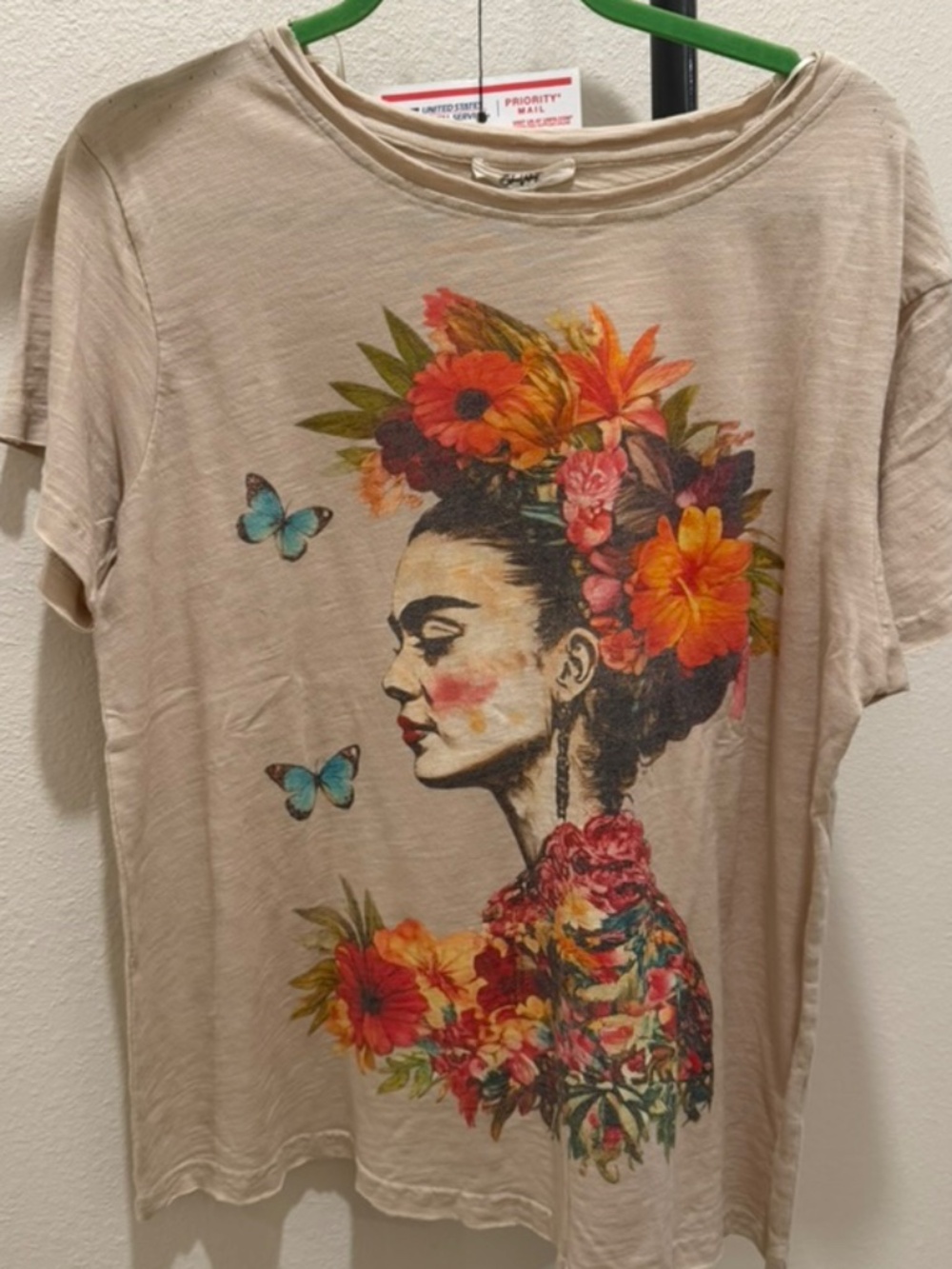 LARGE - BLUE VELVET FRIDA KAHLO PRINT SHORT SLEEVE T-SHIRT